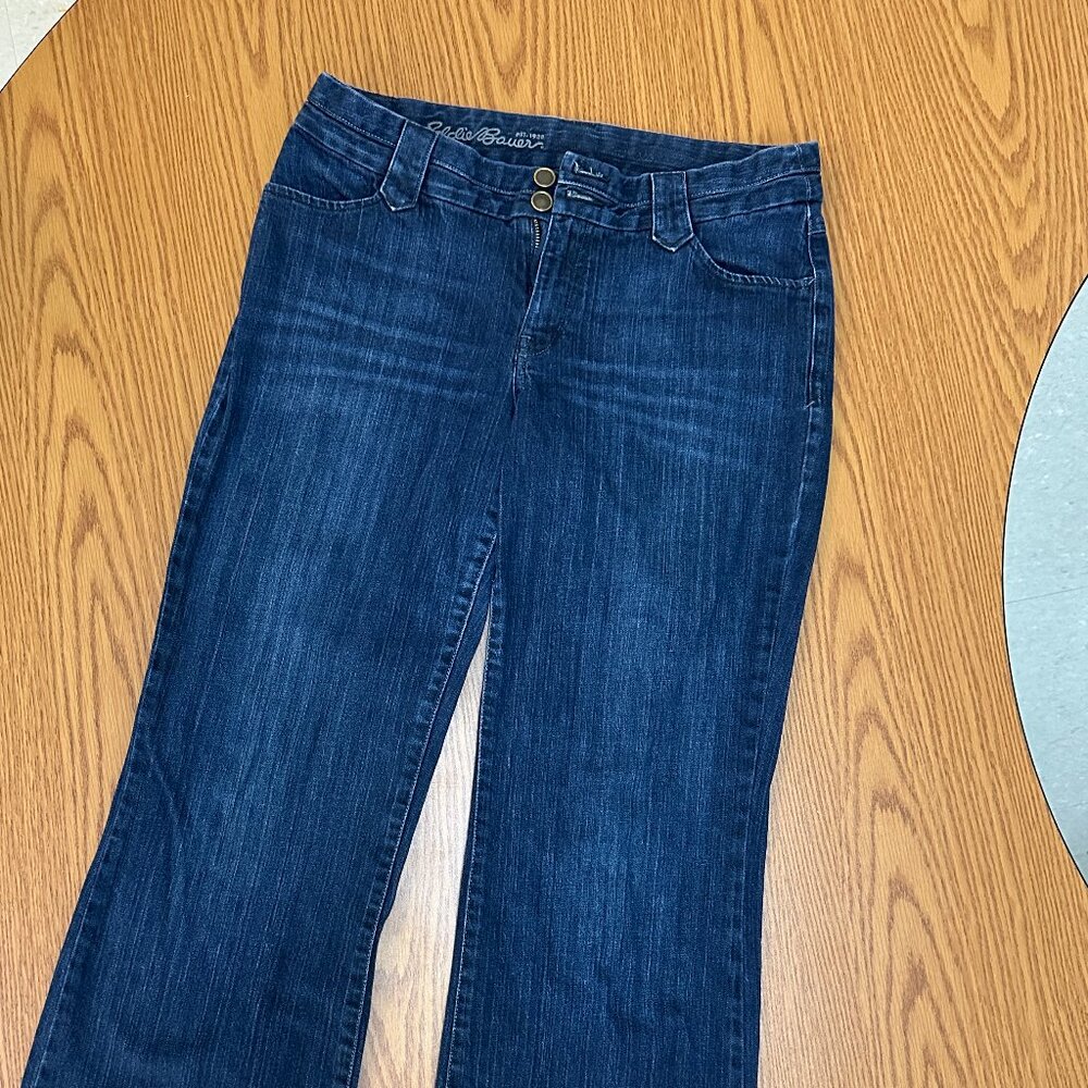 Eddie Bauer Double Button Bootcut Jeans - Deep Indigo